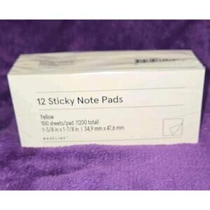 Yellow 12 Sticky Note Pads 1-3/8" x 1-7/8" 100 Sheets / Pad BL58462 Sealed New